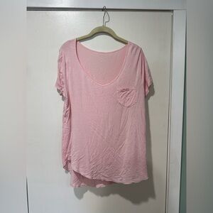 Vintage Hollister Light Pink Short Sleeve Top with Pocket - Size Large